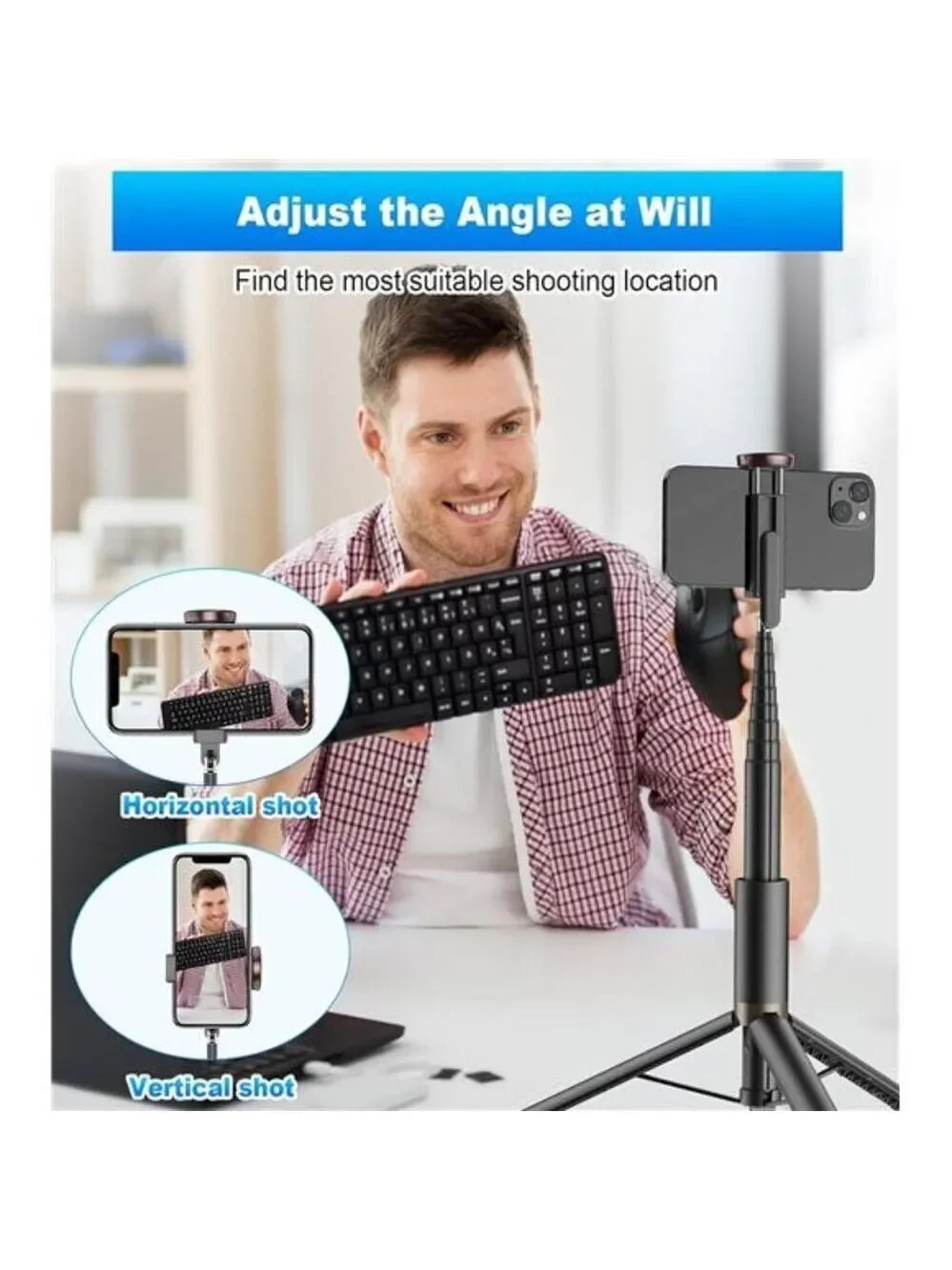 67 Inch Phone Tripod Stand with Remote Selfie Stick for iPhone Android Camera